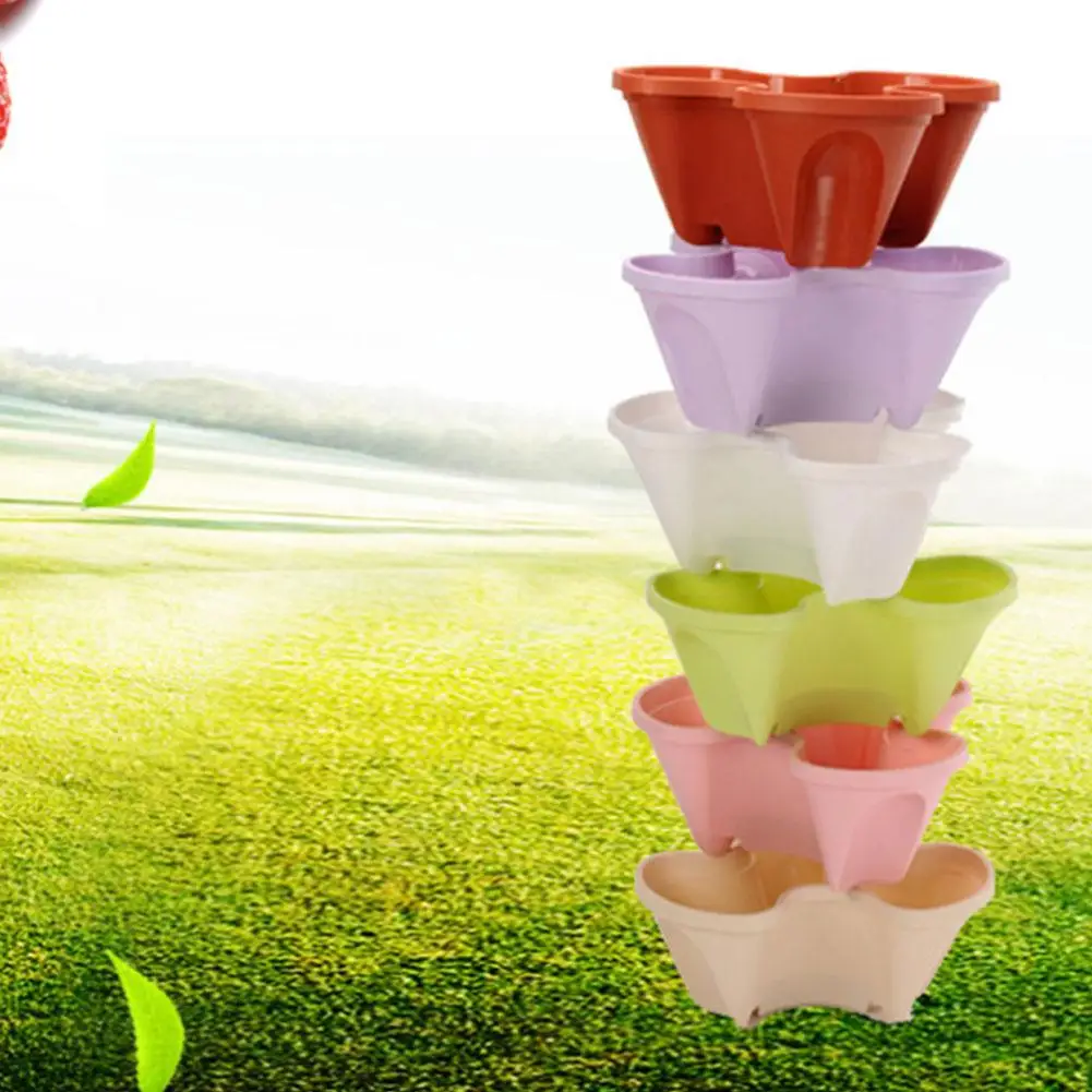 Stack-up Type Stereoscopic Flowerpot Strawberry Plant Pot for Flower Vegetables Decoration PP Garden Planter Pot Flowerpot