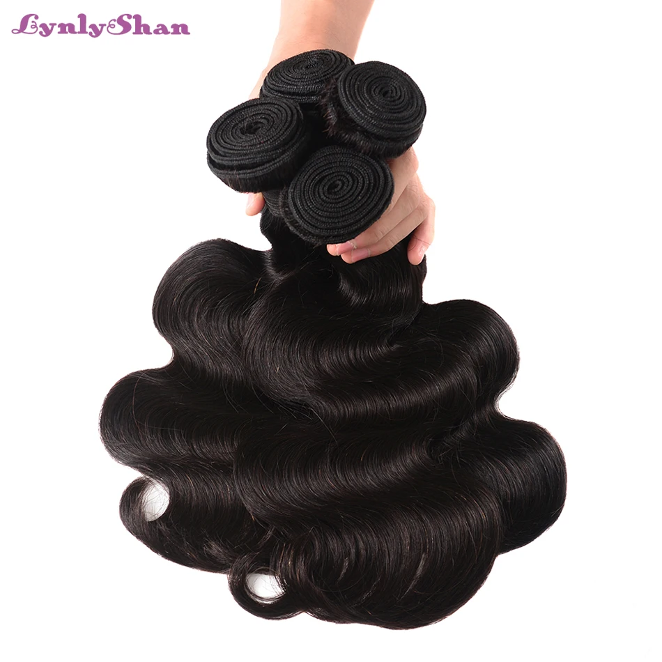 Перуанские пучки волос с закрытием 4*4 100% Remy Bodywave Связки с закрытием человеческих волос Связки с кружевом фронтальные человеческие волосы