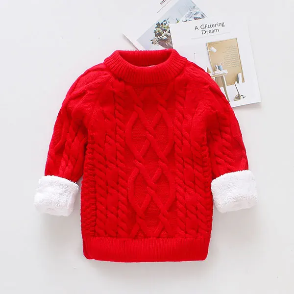 Зимняя одежда для маленьких мальчиков и девочек; бархатный вязаный пуловер; шерстяные свитера; куртка для новорожденных; Одежда для мальчиков; детское рождественское пальто; свитера - Цвет: red sweater 1
