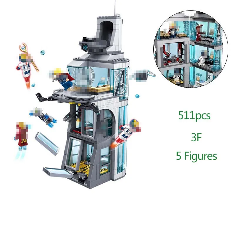 

Super Heroes Aegis Bureau headquarters Attack On Tower building Block Toys For Children Christmas Gift Compatible Legoings