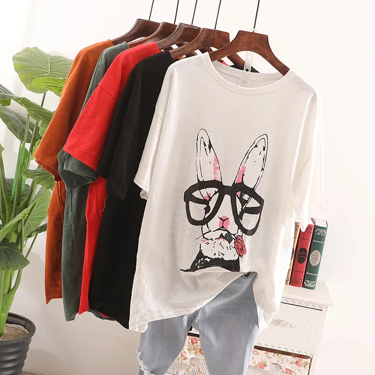 Футболка женская летняя футболка с коротким рукавом Свободная рисунком Harajuku для