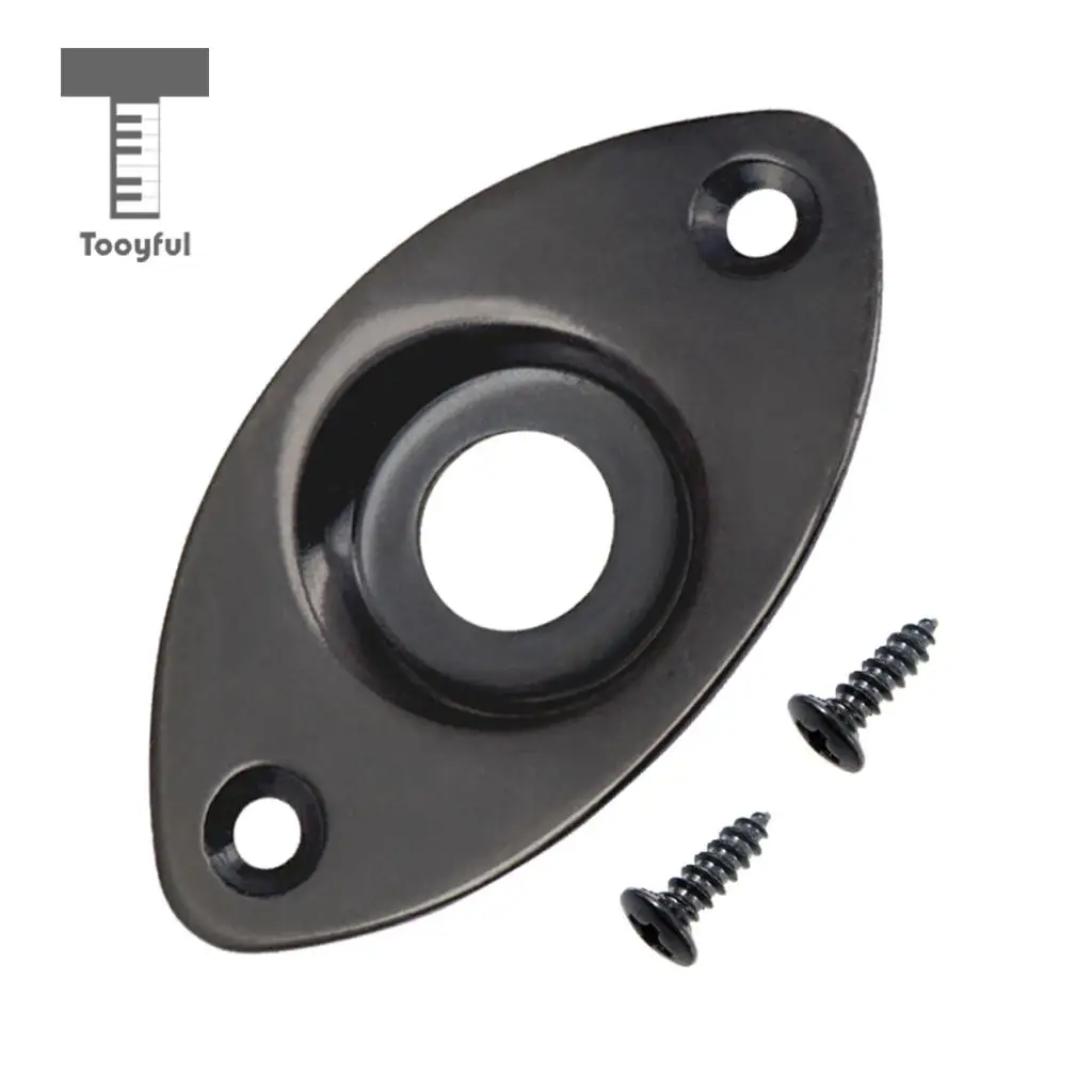 Tooyful 2pc Electric Bass Guitar Jack Output Input Socket Cover Plate with 2 Mounting Screws for Oval Style