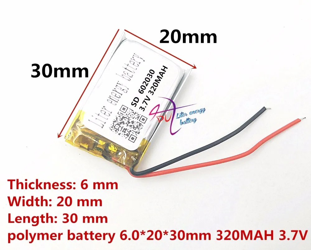 Полимерная литиевая батарея 602030 320 мАч 3,7 в точка считывания ручка CE FCC ROHS MSDS attestation