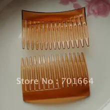 20 шт. 4,5 см* 7,0 см 15 зубов светло-кофе простые пластмассовые гребни для волос для diy аксессуары для волос, коричневая боковая расческа оптом