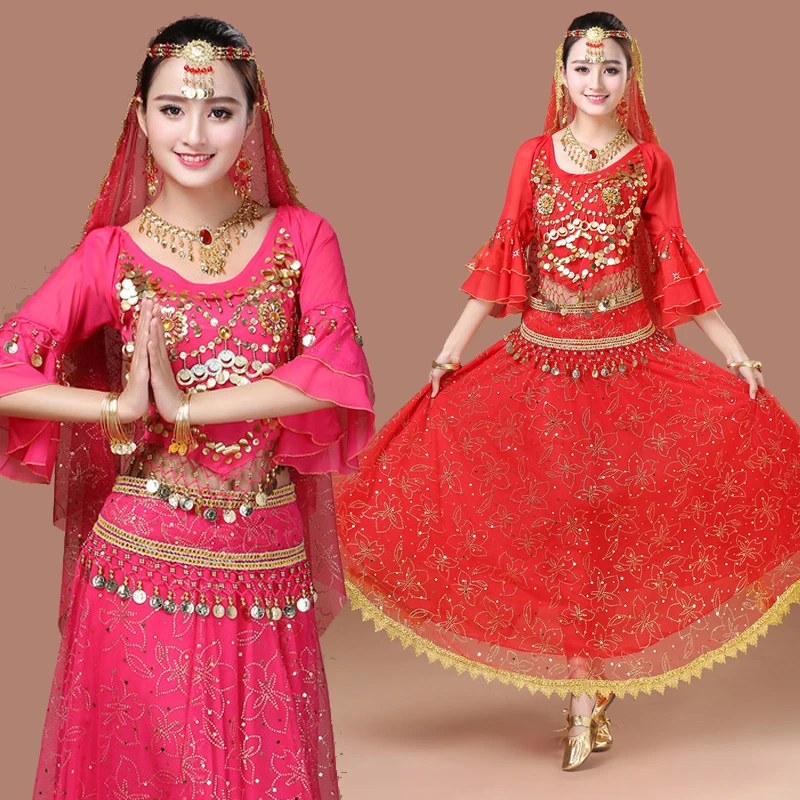 

Handmade Children Belly Dance Costumes Kids Belly Dancing Girls Bollywood Indian Performance Cloth Whole Set Stage wear dress