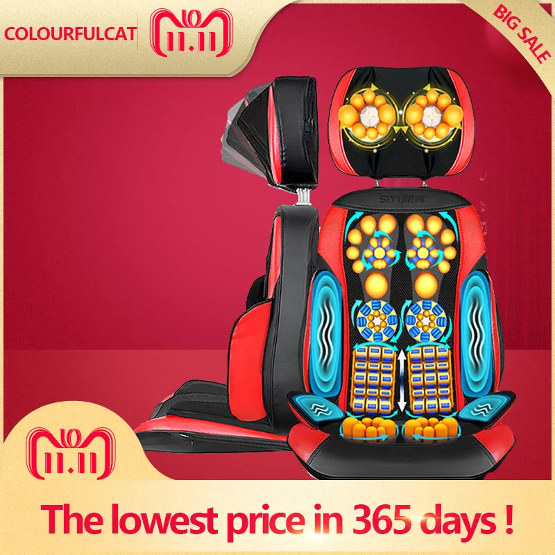 Full Body Electric Massage Chair Office Pad Vibration Mat Heat Neck A4F