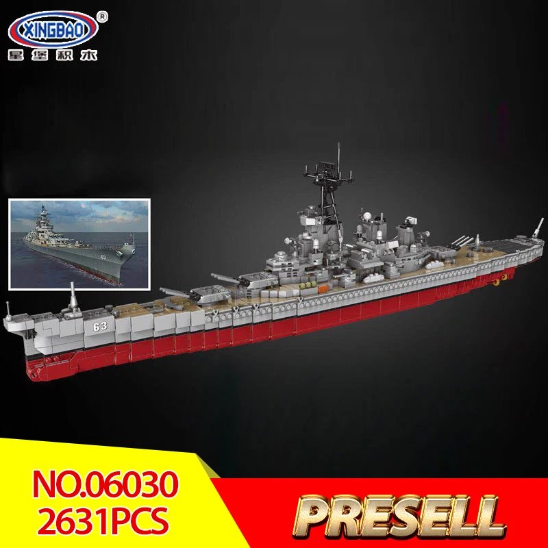 

XINGBAO 06030 2631pcs Military Series The Missouri Battleship Set Building Blocks Bricks Educational Toys Kids DIY Birthday Gift