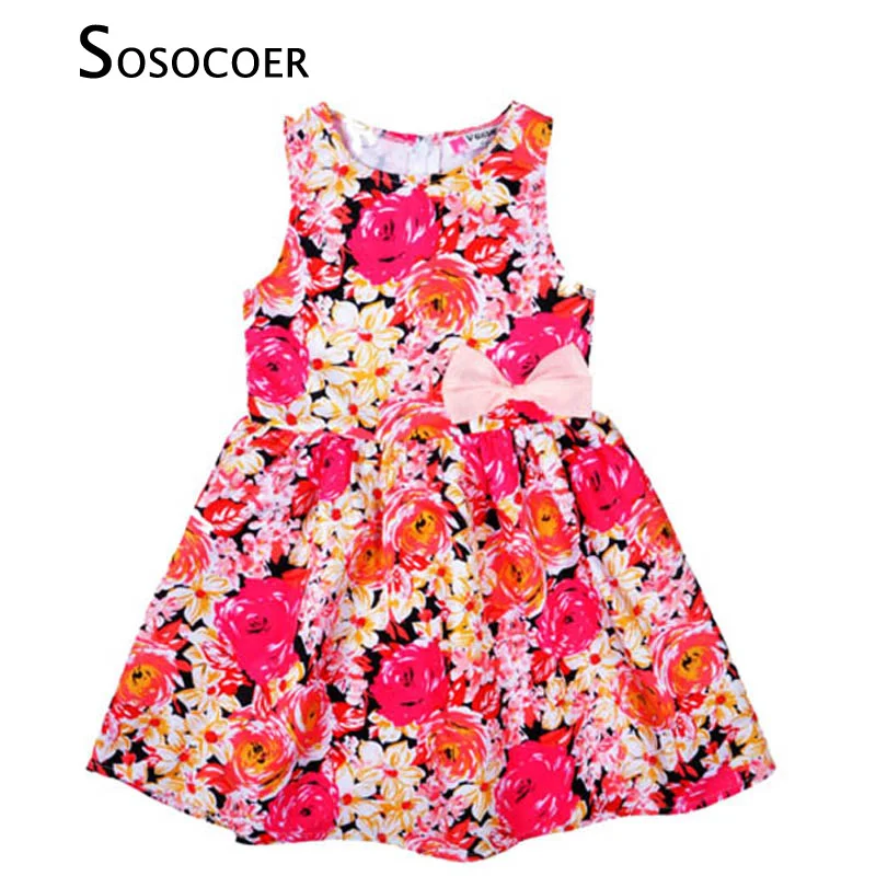 Baby Girls Dress Flowers New 2017 Summer Style Sleeveless Kids Clothes