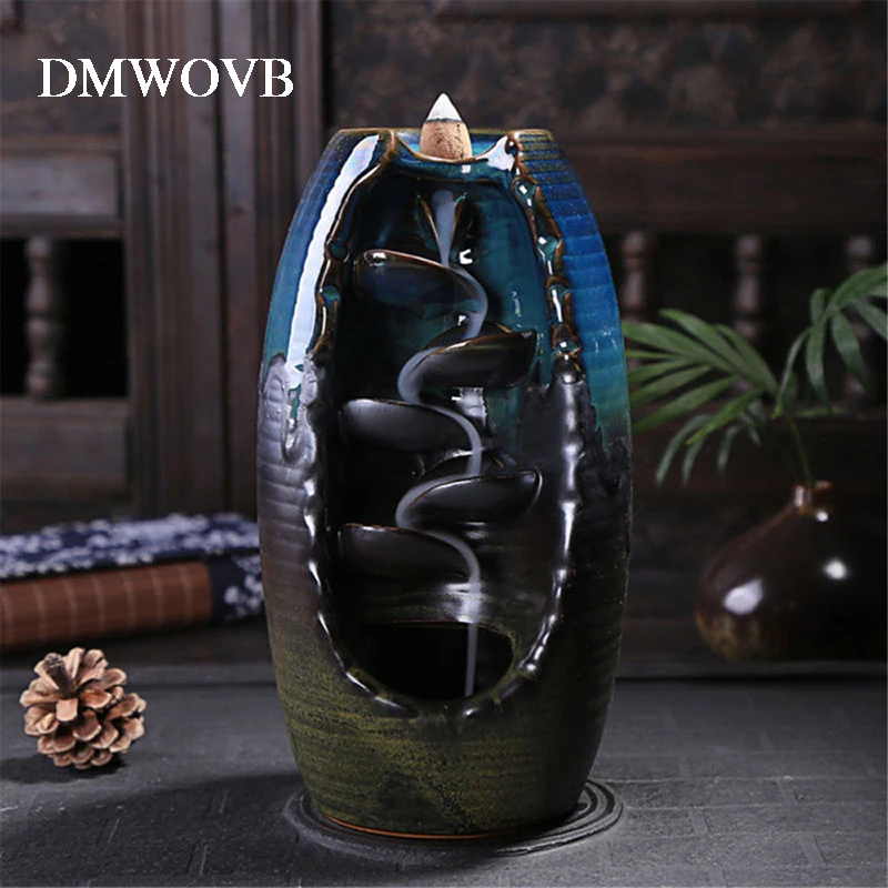 

DMWOVB Incense Burner Backflow Ceramic Aromatherapy Furnace Smell Aromatic Home Office Incense Road Crafts Tower Incense Holder