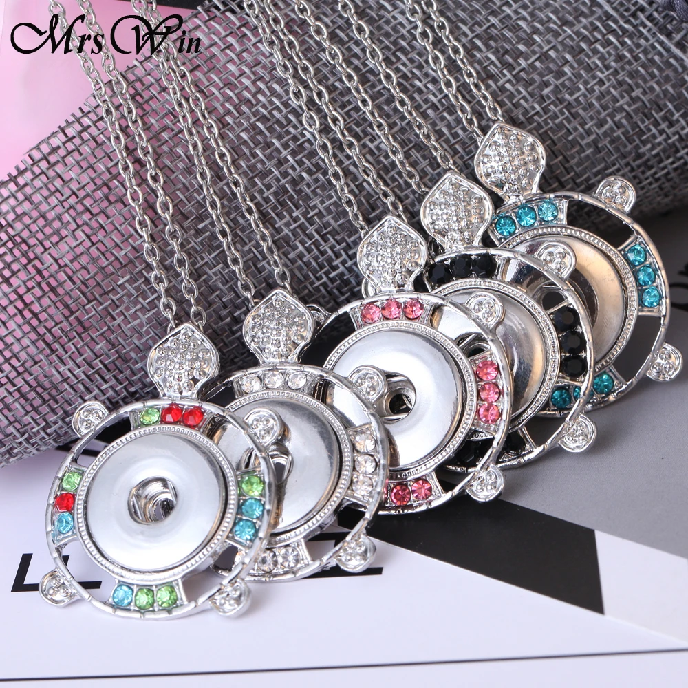 New Snap Jewelry Rhinestone Tortoise Snap Button Necklace Fit 18mm 20mm