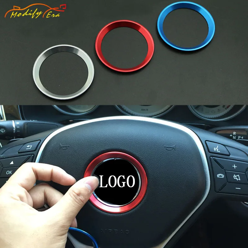 

1pc Car Steering Wheel Emblem Decoration Circle Ring Modified 3D Sticker For Mercedes Benz A B C E Class GLK GLA GLC car-styling