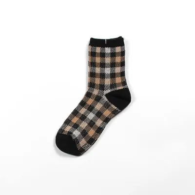 [WPLOIKJD] Harajuku Kawaii Plaid Cotton Socks Women College Style Funny Streetwear Dress Socks Short Female Ankle Socks Girls - Цвет: 1