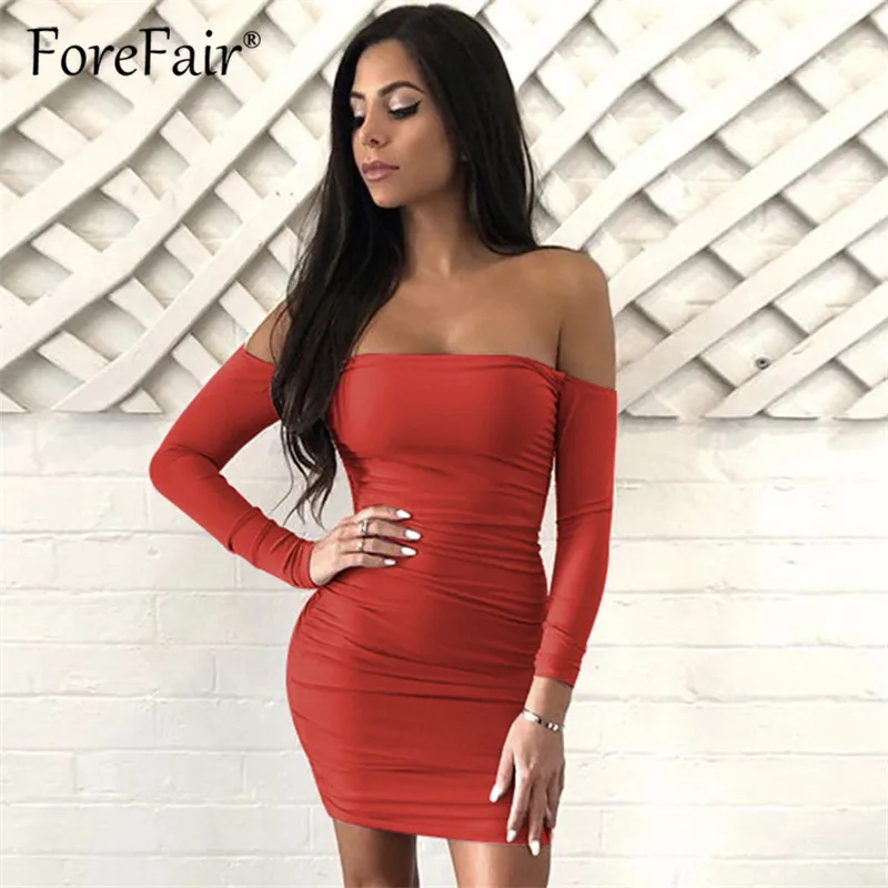 Женское платье-мини Forefair Клубное облегающее платье с длинным рукавом и вырезом