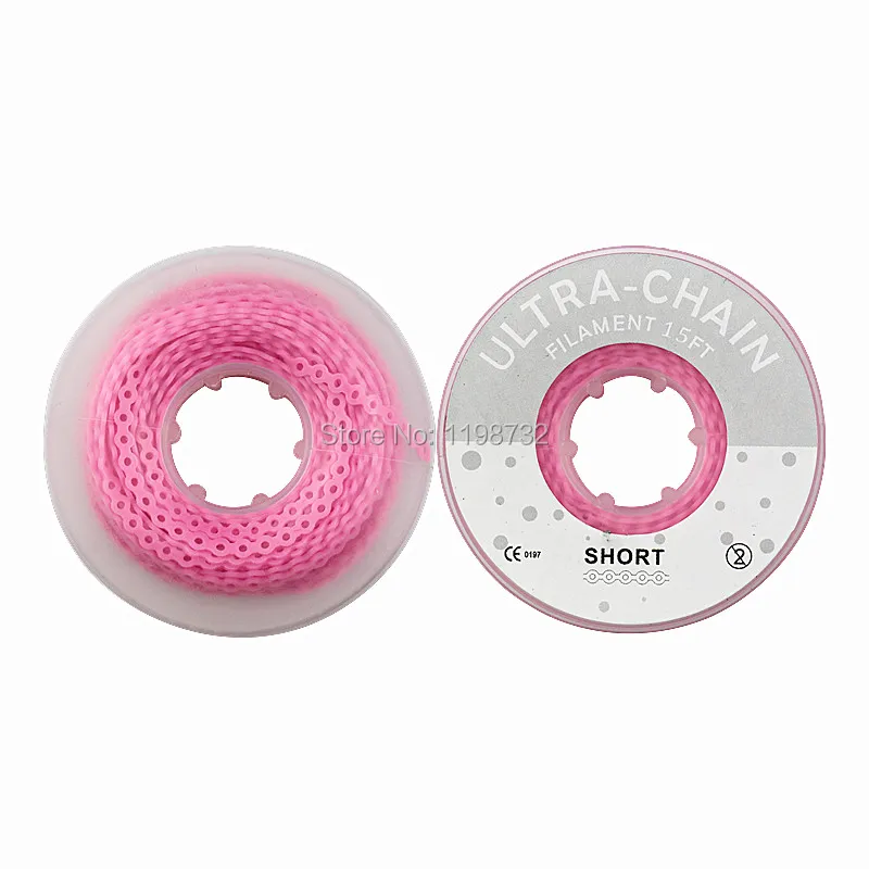 2 Pcs High Strength Dental Orthodontics Elastic Ultra Power Chains Pink