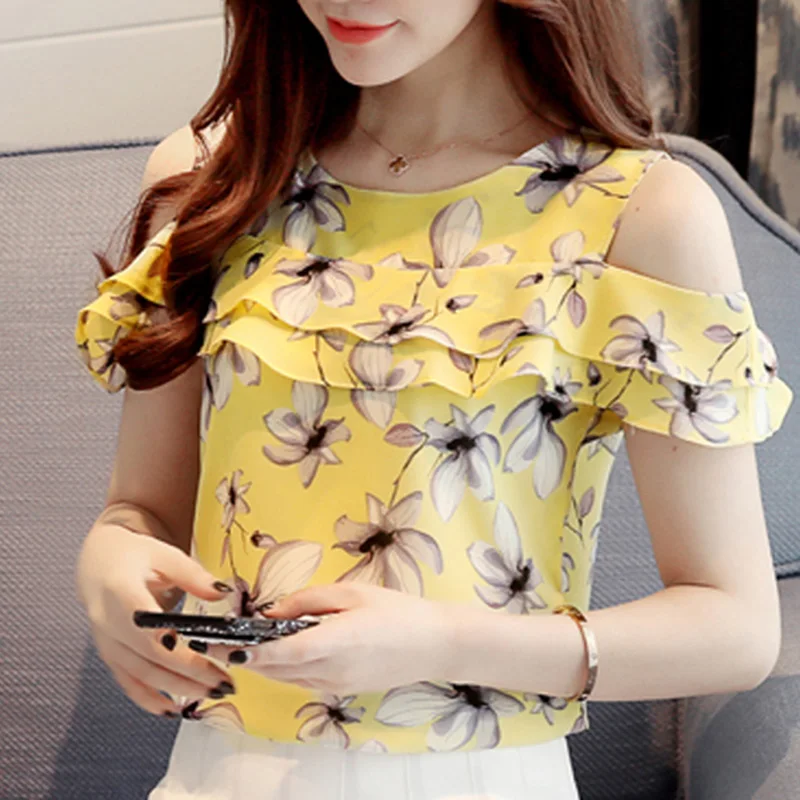 Women's Flower Printed Cold Shoulder 