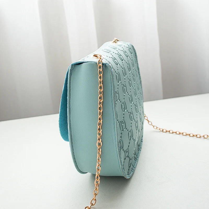 حقيبة يد صغيرة المرأة المحافظ بو Crossbody أكياس حقيبة يد للنساء سلاسل الماس شعرية حقيبة رافعة محفظة الهاتف المحمول الأزرق