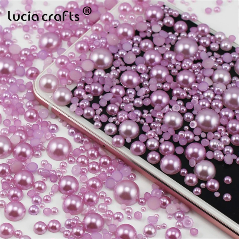 Lucia crafts 288/576/1000 шт ABS имитация жемчуга смешанный размер 2 10 мм полукруглые бусины из
