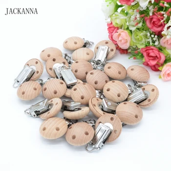 

100PCS Natural Wood Pacifier Clips Smooth DIY Dummy Clip Infant Soother Clasps Accessories Round Wooden Baby Pacifier Holder