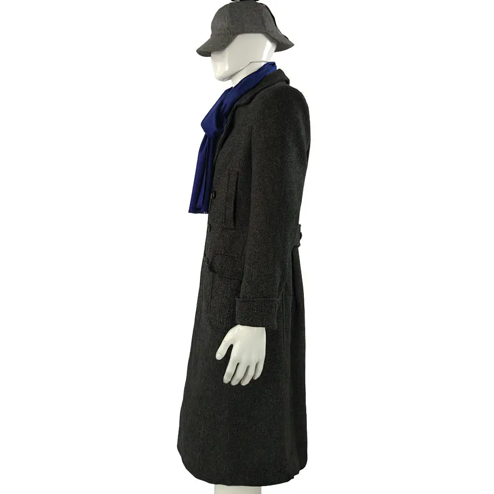 Косплей ТВ Шерлок Холмс костюм пальто шерсть длинная куртка наряд с шарфом Новинка