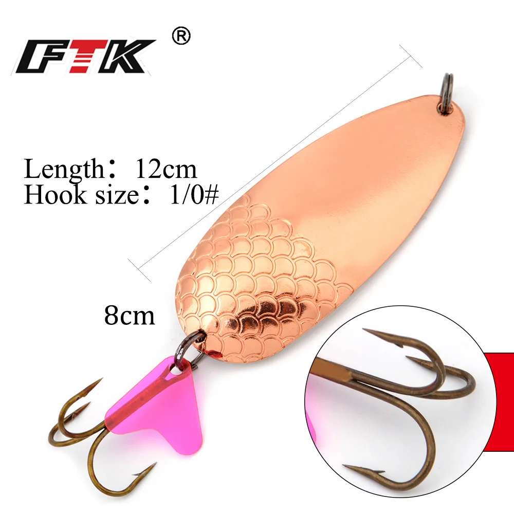 

FTK 1PC Metal Spinner Fishing Lure 3Colors Hard Baits Spoon 12cm/35g With 1/0# Hook Paillette Wobbler Pesca Tackle