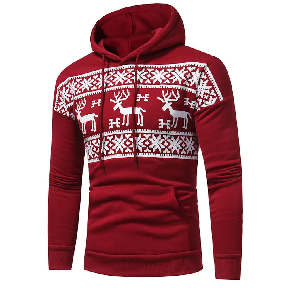 

JAYCOSIN 2019 autumn and winter men's women's sweatshirts warm hooded casual Christmas print printed pullover