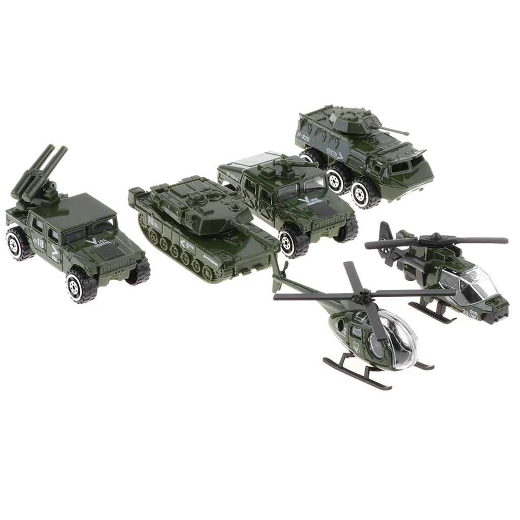 1/87 Die-cast Military Vehicles, 6 in 1 Assorted Metal Army Vehicle Model Car Preschool Learning Toy Collectibles
