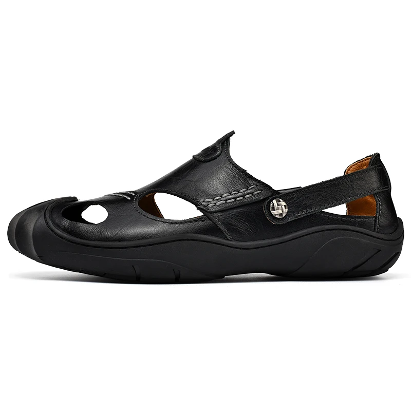 Из натуральной кожи Для мужчин сандалии Лето Корова кожаные туфли для Для мужчин Гладиатор на открытом воздухе пляжная обувь кожаные сандалии