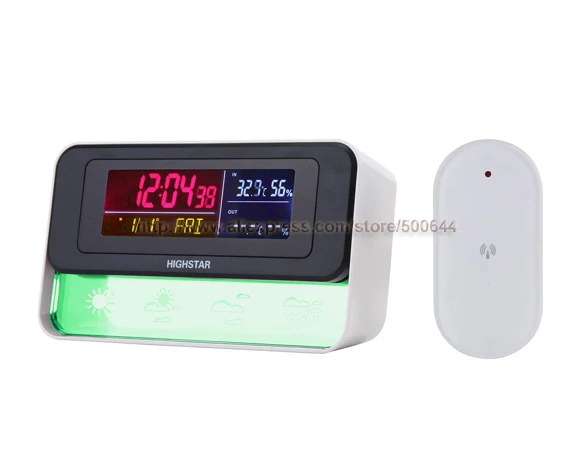 

Color LCD Display 30M 433MHz RF Wireless Remote Weather Station Alarm Clock Thermometer Hygrometer Detector DHL Free Shipping