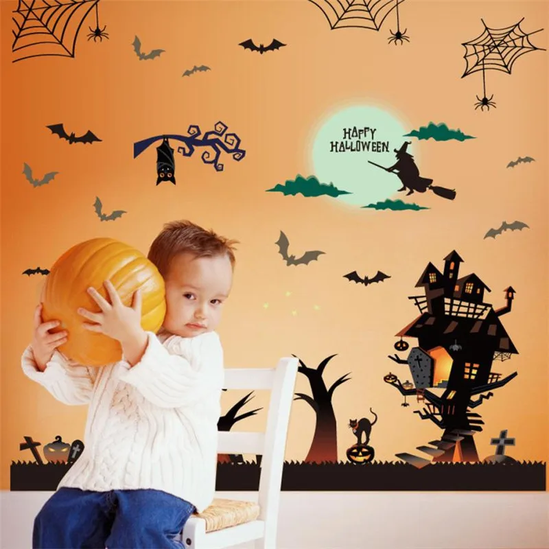 Stickers on the wall New Arrived Happy Halloween Wall Sticker Window Home Decoration Defor Bedroom Living Room Walls    X0813#3002
