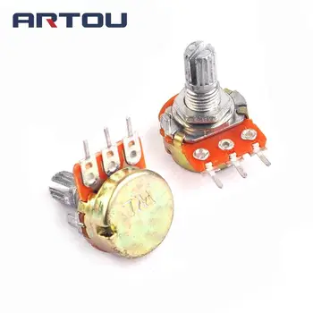 

10PCS B10K/B50K/B1M/B100K/B500K Single Linear Pot Potentiometer 10K/50K/1M/100K/500K 15mm Shaft with Nuts Shims