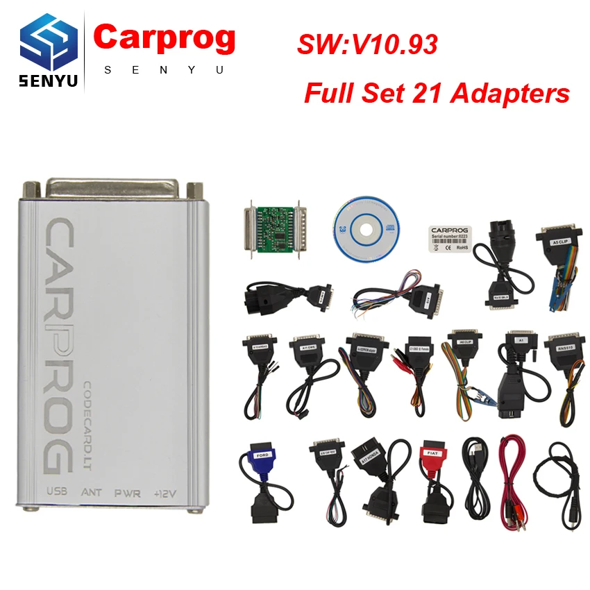 

Carprog V10.93 Full Set with all 21 items Adapters ECU Programmer ECU Chip Tunning Car Repair Tool Airbag reset Car prog 10.05