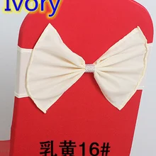 Цвет слоновой кости свадебное кресло пояс Бабочка Стиль с блестящей пряжкой лайкра пояс повязка из спандекса вечерние Чехол для стула с лентами