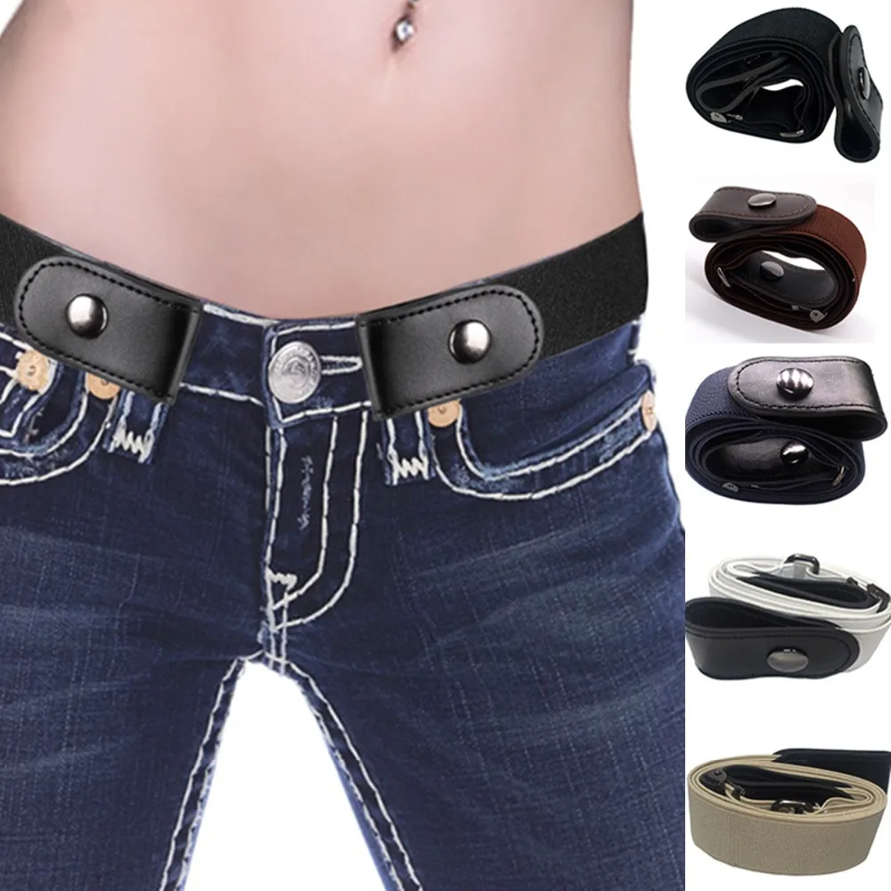 Fashion New Buckle Free Elastic Belt No Buckle Stretch Belt Men Women