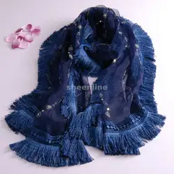 8 цветов Шерсть Шелк Галстук окрашенный шаль кружева мягкий теплый длинный шарф легкий зимний теплый шарф обертывание пашмины шарф с