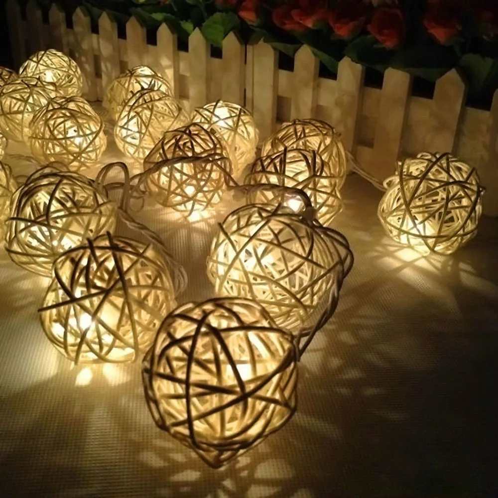

5M Christmas Led Rattan Balls Fairy String Decorative Lights USB / AA Battery FOR Outdoor Holiday Patio Garland Party Wedding