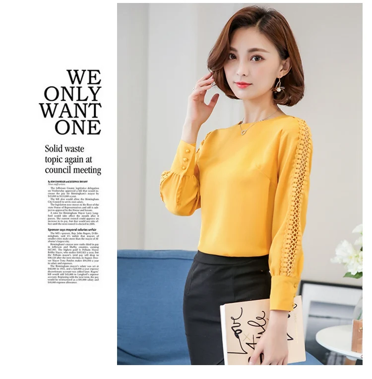 TOTNWANG casual women's blouse solid with lace sleeves chiffon plus size o neck lace blouses 2017 long sleeve CSB8216 (9)