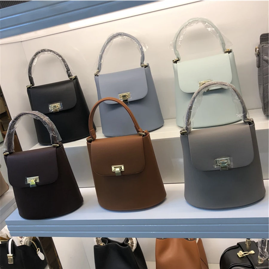 

Autumn Winter New Brand Solid Color Women Bucket Bag Handbag Quality Casual Girl Single Shoulder Messenger Bag Commuter Handbags