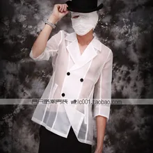 Звезды и тот же пункт Для мужчин Защита от солнца Защита Прозрачный с рукавами костюмы для маленьких куртка ночной клуб Костюмы костюмы! S-2XL