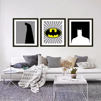 

BATMAN, Super Hero Print, Kids Canvas Wall Art, Bat Decor Poster Painting , Dark Knight, Wall Pictures for Living Room no frame