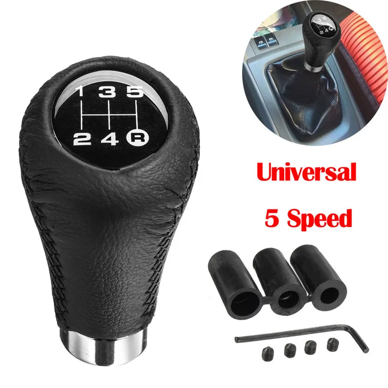 

CARPRIE Gear Shift Knob Universal Manual 5 Speed Car Gear Stick Shift Knob Shifter Lever Black PU Leather Engranaje jy10