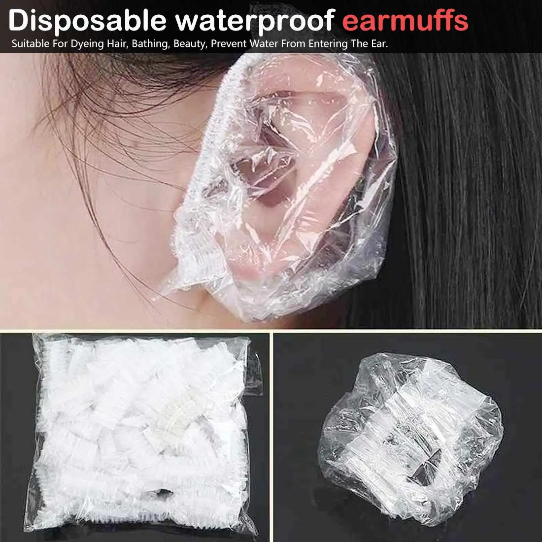 

Transparent Disposable Waterproof Ear Cover Salon Dyeing Hair One off Earmuffs Styling Tools Bath Shower Ear Protector Cover