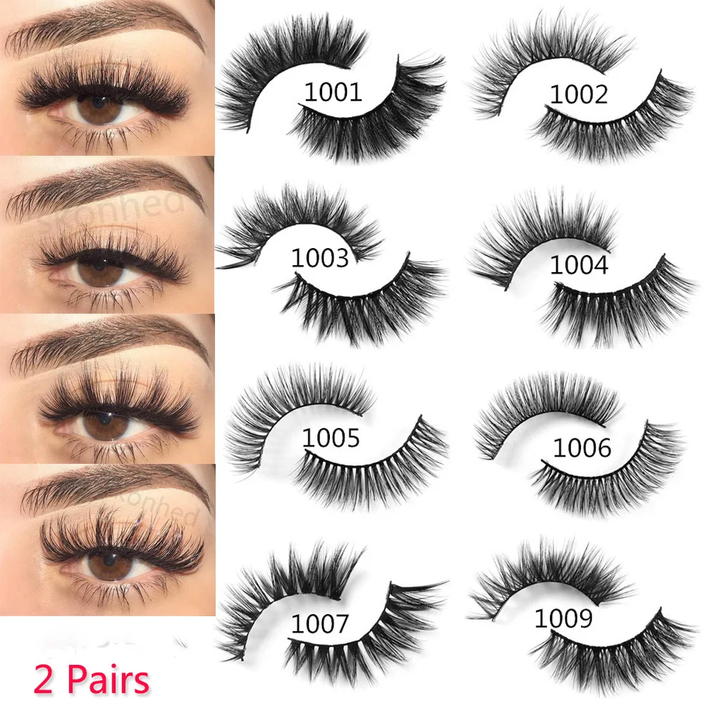 

2 Pairs /box Natural Long 3D False Eyelashes Fluffy Lashes Reusable Cruelty-free Eye Makeup Tools Thick Eye Extension Tools