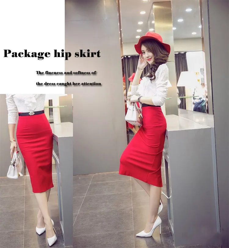 High Waist Pencil Skirts Plus Size Tight Bodycon Fashion Women Midi Skirt Red Black Slit Women's Skirt Fashion Jupe Femme S 5XL (9)