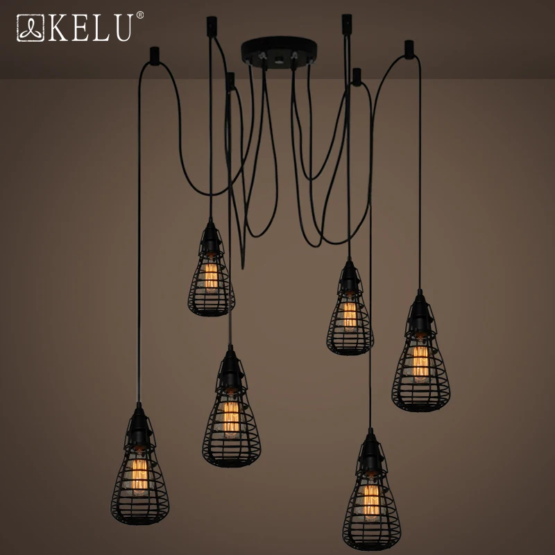 

American industrial road lamps can be retro clothing store Coffee hall dining room chandelier bar iron cage