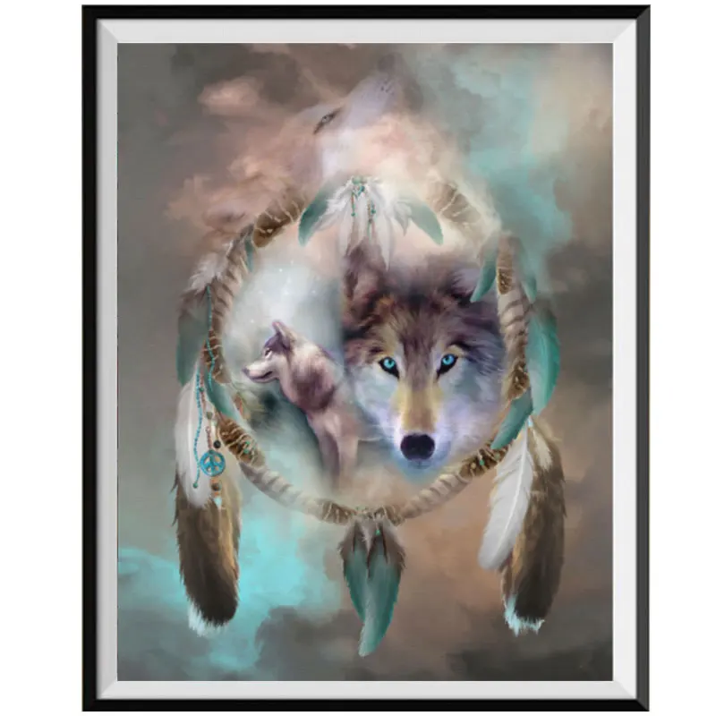 Partial 5D Diamond Painting Mosaic Wolf Crystal Cross Stitch Drill Embroidery Rhinestone Animal Home Decoration | Дом и сад