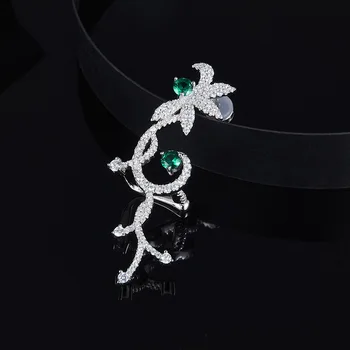 

[MeiBaPJ]Real 925 Sterling Silver Single Earrings for Women with AAA High Quality Green Stones Party Fine Jewelry