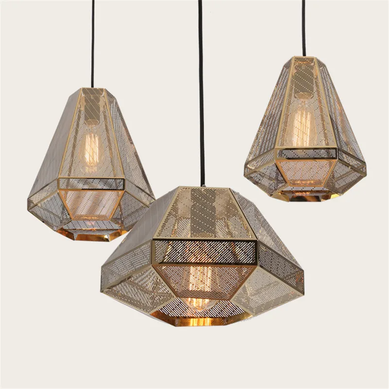 

Nordic Pendant Lights modern Pyramid creative stainless steel light Louhua Diamond Hotel Restaurant lamps led lamp LU726246