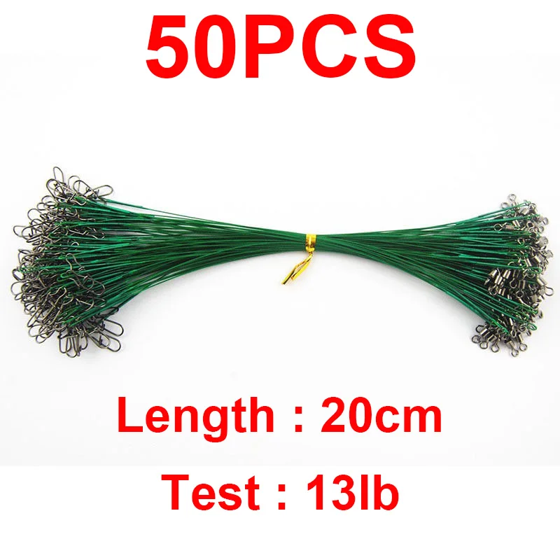 50pcs 20cm Nylon Coated Fishing Wire Leaders Stainless Steel