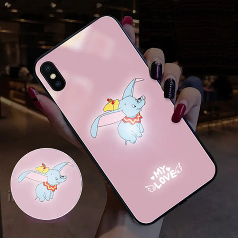 EKIND Dumbo серии закаленное стекло чехол для iPhone X XS XSMAX светодиодный логотип flash чехол для iPhone защитный чехол телефона