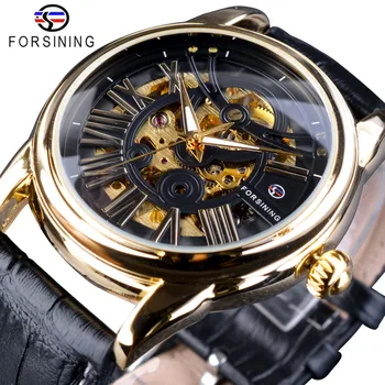 

Forsining Official Exclusive Sale Fashion Design Leather Belt Roman Modern Design Mens Automatic Skeleton Watch Top Brand Luxury